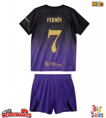 Barcelona Fermin Lopez #7 Replica Away Stadium Kit for Kids 2026-27 Short Sleeve (+ pants)